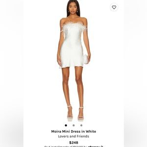 Lovers and Friends Moira Mini Dress White Satin Feathers